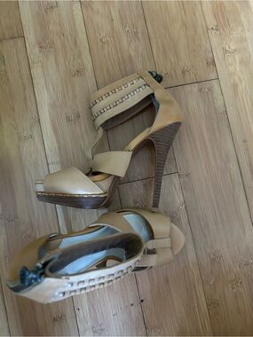 Leon Max  Xile Leather Back Zip Stiletto Platform Sandals